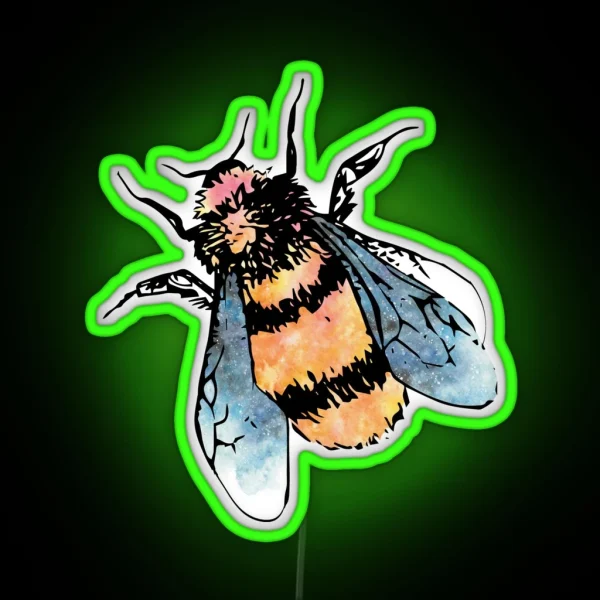 Cute Watercolour Bumble Bee RGB Neon Sign