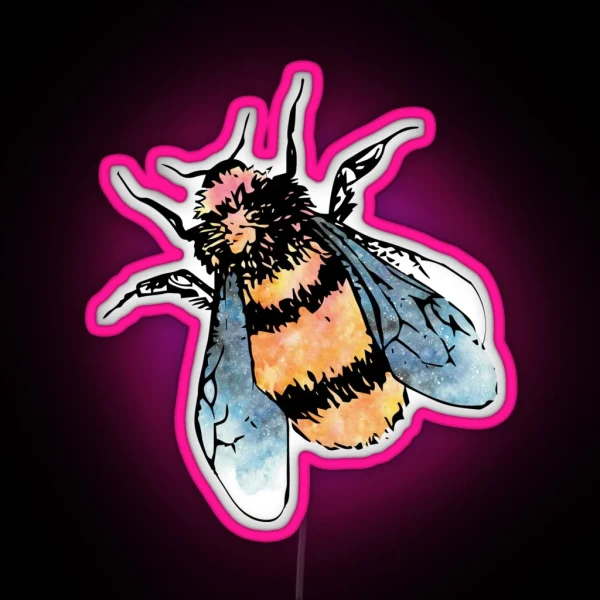 Cute Watercolour Bumble Bee RGB Neon Sign