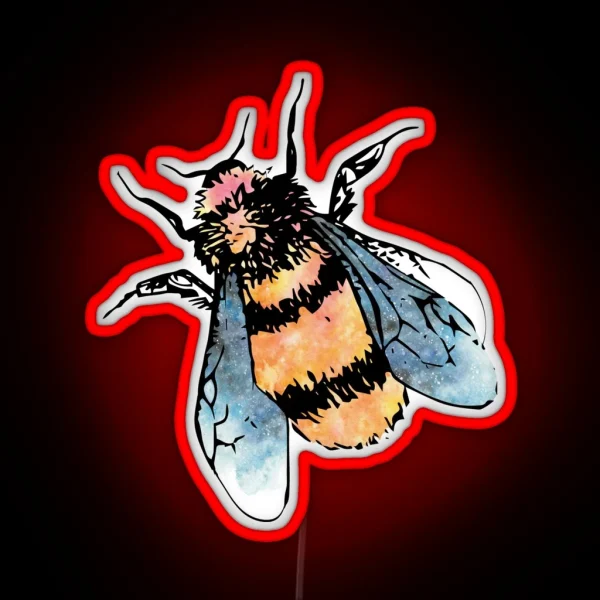Cute Watercolour Bumble Bee RGB Neon Sign