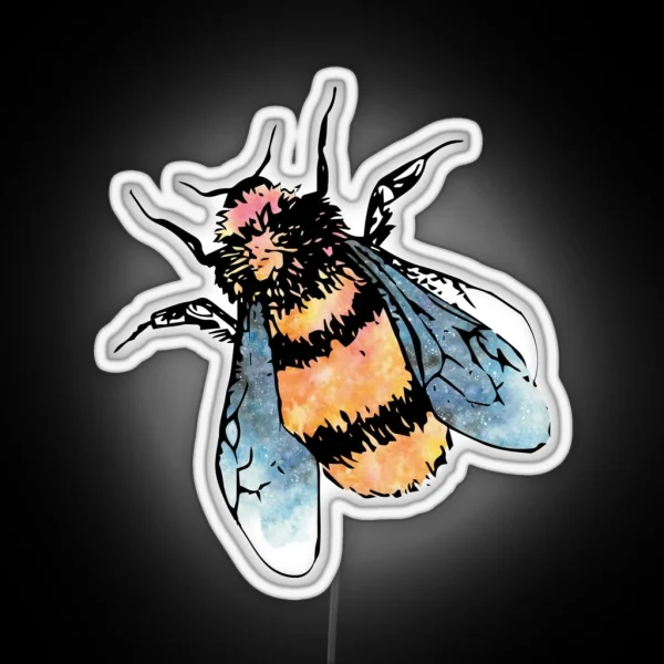 Cute Watercolour Bumble Bee RGB Neon Sign