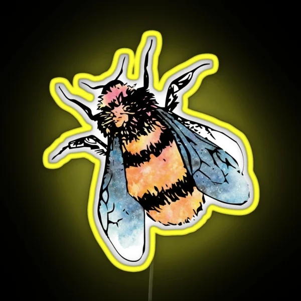 Cute Watercolour Bumble Bee RGB Neon Sign