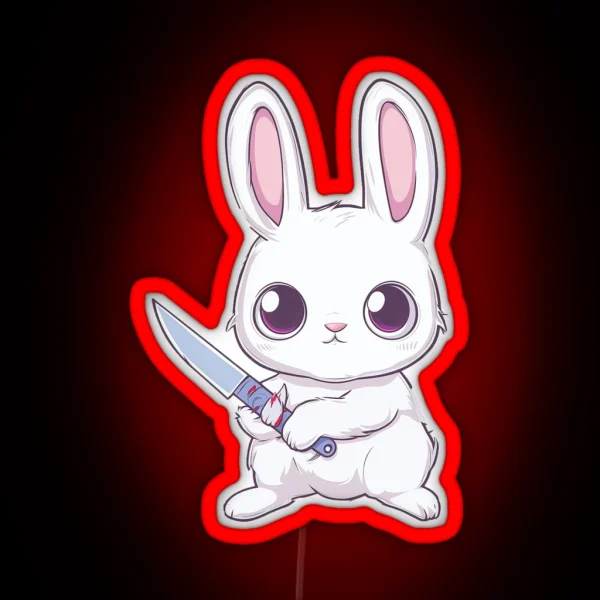 Cutecore Cute Angry Bunny With A Knife RGB Neon Sign