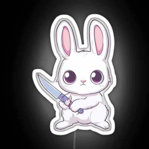 Cutecore Cute Angry Bunny With A Knife RGB Neon Sign