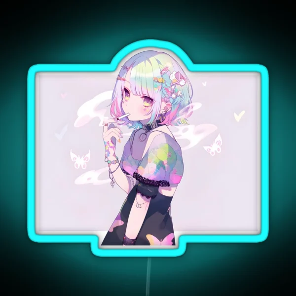 Cutecore Pastel Anime Girl RGB Neon Sign