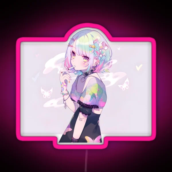 Cutecore Pastel Anime Girl RGB Neon Sign
