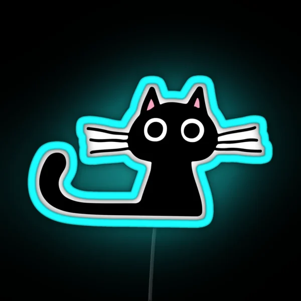 Cutie Kitty Cat Wide Eyed Black Kitten RGB Neon Sign
