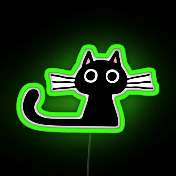 Cutie Kitty Cat Wide Eyed Black Kitten RGB Neon Sign