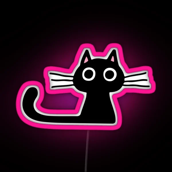 Cutie Kitty Cat Wide Eyed Black Kitten RGB Neon Sign
