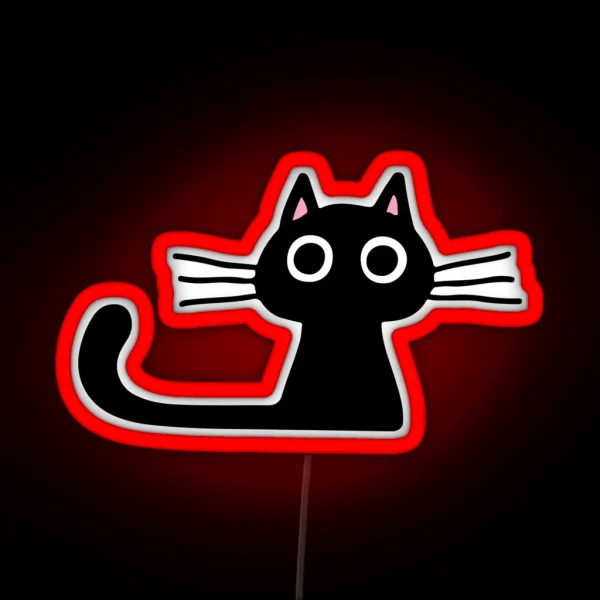 Cutie Kitty Cat Wide Eyed Black Kitten RGB Neon Sign