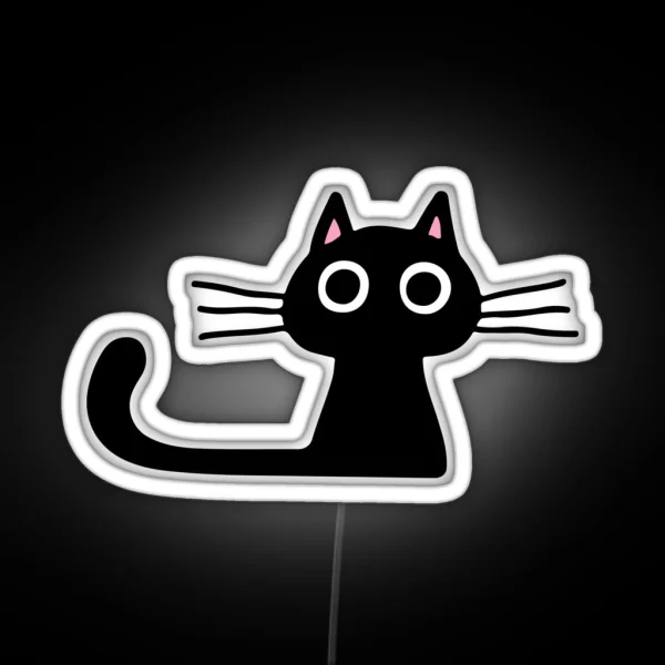 Cutie Kitty Cat Wide Eyed Black Kitten RGB Neon Sign