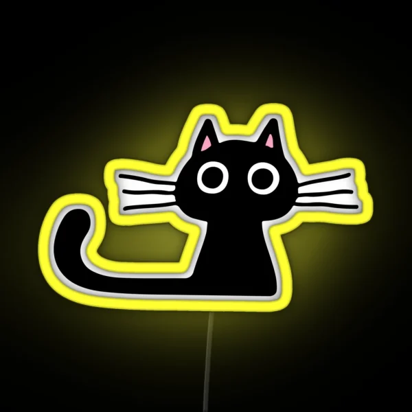 Cutie Kitty Cat Wide Eyed Black Kitten RGB Neon Sign