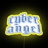 Retro futuristic cyberpunk themed LED sign with color changing technology.