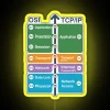 RGB Neon Sign Displaying Cyber Security Network Diagrams and Protocols