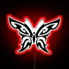 Glowing Neon Sign Featuring Black Butterfly in Cyber Y2K Theme