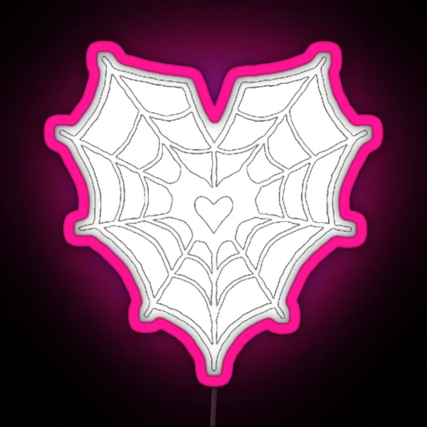 Cyber Y2k Spiderweb Heart RGB Neon Sign