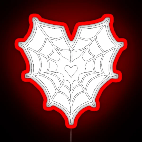 Cyber Y2k Spiderweb Heart RGB Neon Sign