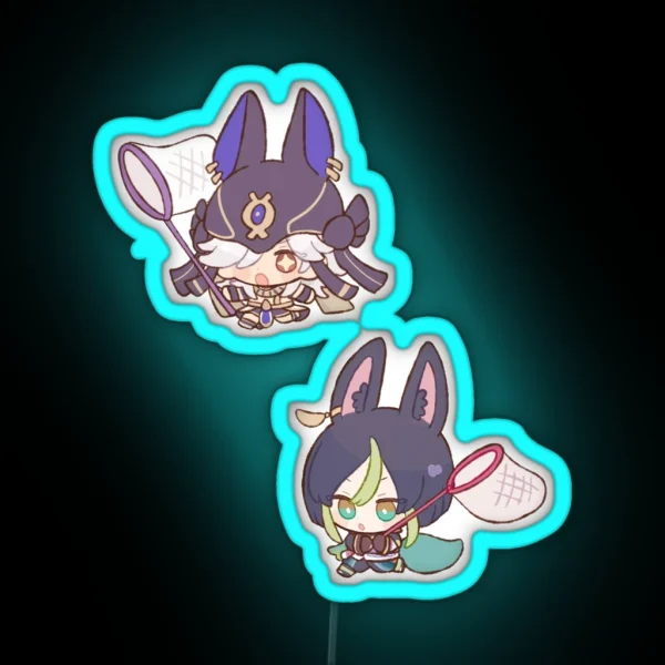 Cyno Tighnari Chibi Cute Genshin Impact Sumeru RGB Neon Sign