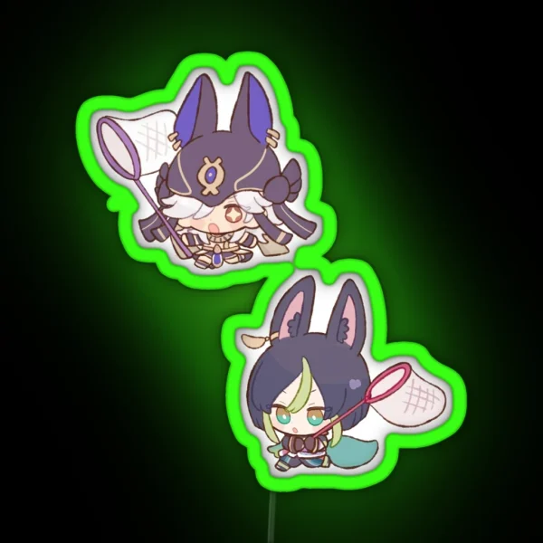Cyno Tighnari Chibi Cute Genshin Impact Sumeru RGB Neon Sign