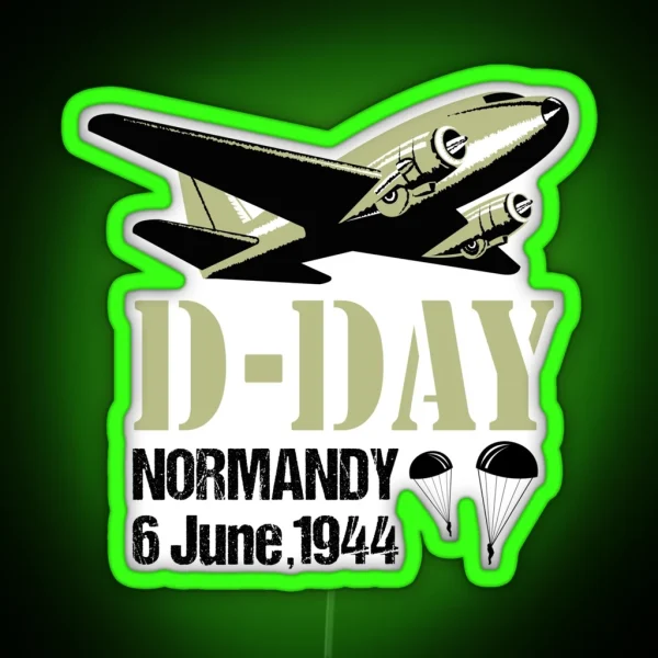 D Day Normandy Landings Invasion C 47 Dakota Skytrain RGB Neon Sign
