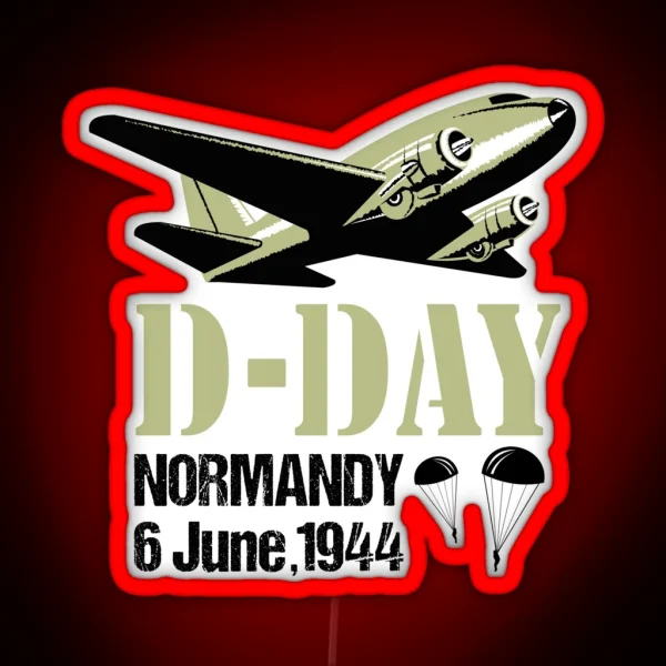 D Day Normandy Landings Invasion C 47 Dakota Skytrain RGB Neon Sign