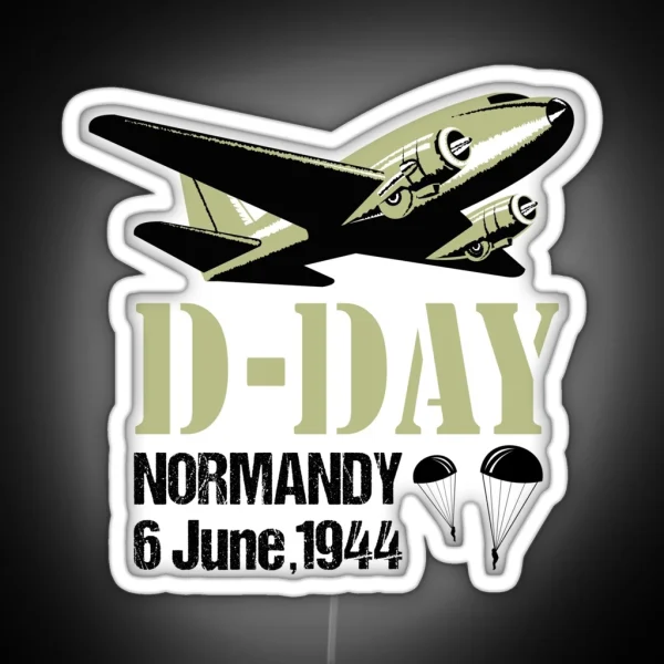 D Day Normandy Landings Invasion C 47 Dakota Skytrain RGB Neon Sign