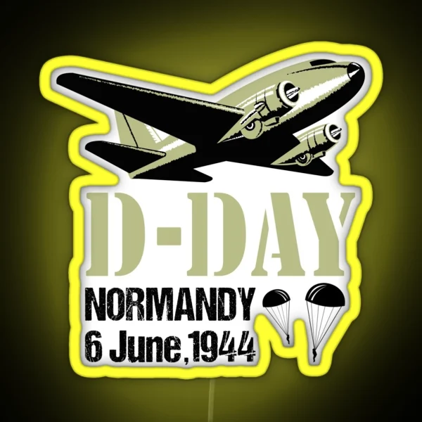 D Day Normandy Landings Invasion C 47 Dakota Skytrain RGB Neon Sign