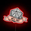 Add some quirky humor with this neon 20-sided dice decor.