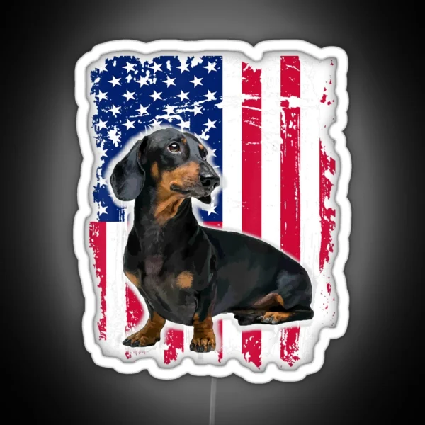 Dachshund America Flag 4th Of July RGB Neon Sign