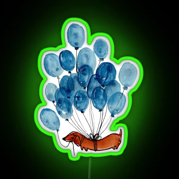 Dachshund Dog And Balloons RGB Neon Sign
