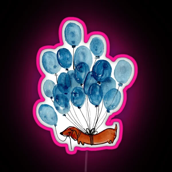 Dachshund Dog And Balloons RGB Neon Sign