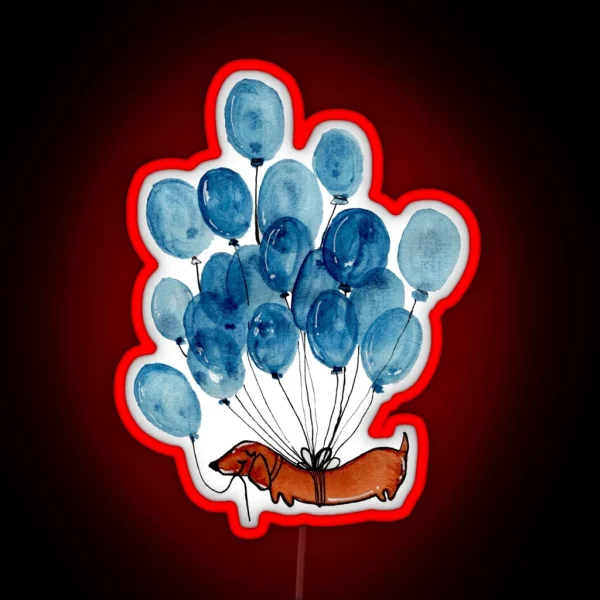 Dachshund Dog And Balloons RGB Neon Sign