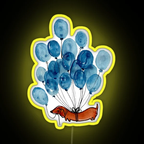 Dachshund Dog And Balloons RGB Neon Sign