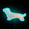 Dachshund themed pastel neon geometric silhouette dog wall art decoration.