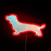 Vibrant Dachshund silhouette in colorful geometric pattern pastel neon glow.