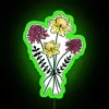 Vibrant Daffodil and Chrysanthemum Floral Design Neon Sign Decor Accents