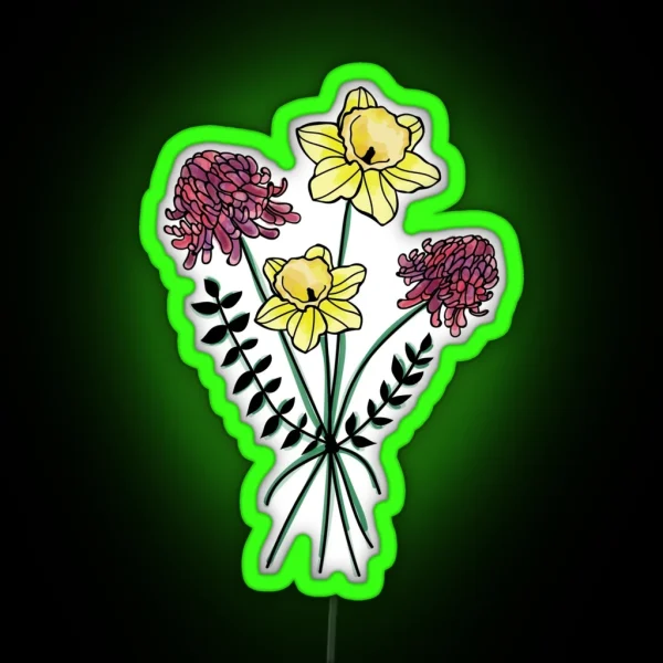 Daffodilandchrysanthemum RGB Neon Sign