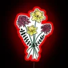 Vibrant RGB neon sign featuring blooming flowers in Daffodil & Chrysanthemum design.