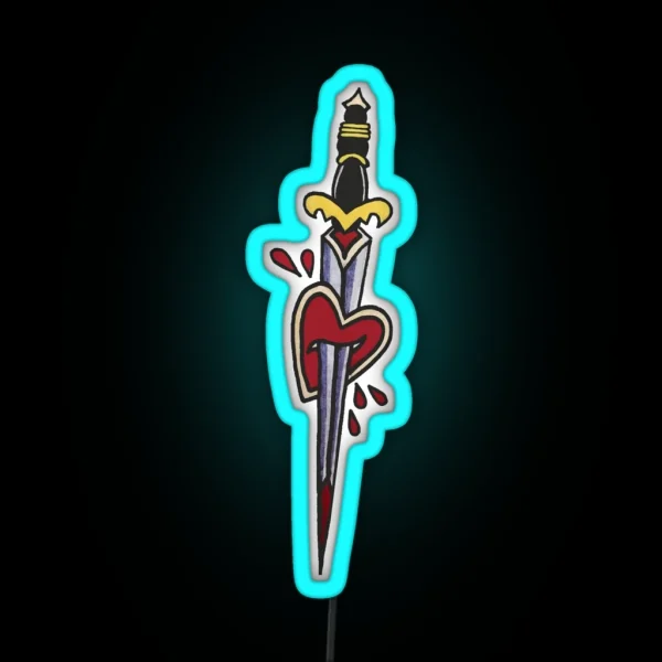 Dagger To The Heart RGB Neon Sign