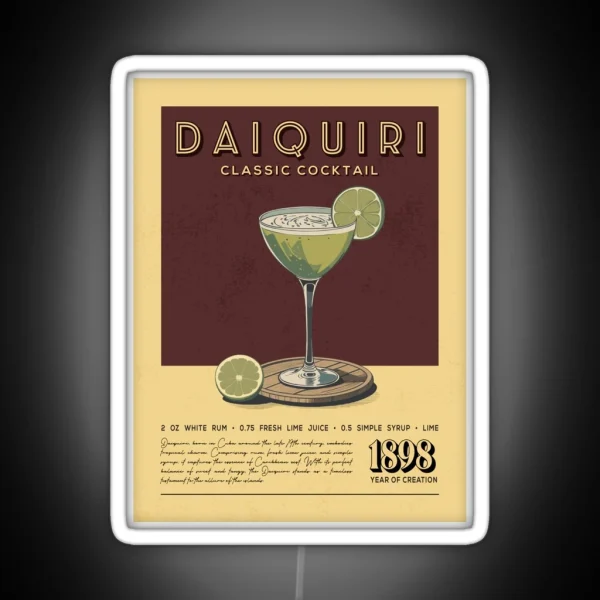 Daiquiri Cocktail Vintage Recipe Poster RGB Neon Sign