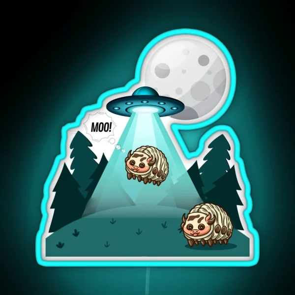 Dairy Cow Isopod Extraterrestrial Pill Bug RGB Neon Sign