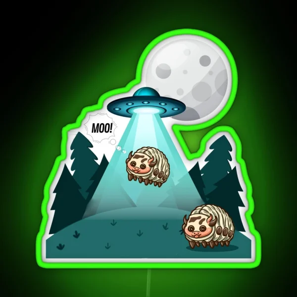 Dairy Cow Isopod Extraterrestrial Pill Bug RGB Neon Sign