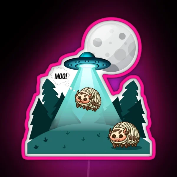 Dairy Cow Isopod Extraterrestrial Pill Bug RGB Neon Sign