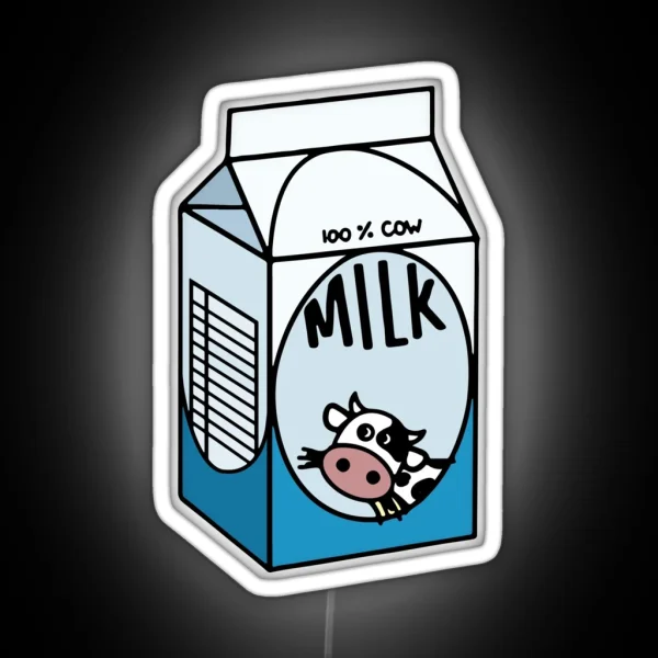 Dairy Cow Milk Carton Lactose RGB Neon Sign