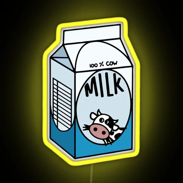 Dairy Cow Milk Carton Lactose RGB Neon Sign