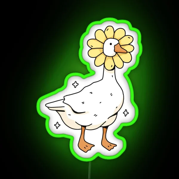 Daisy Goose Illustration RGB Neon Sign
