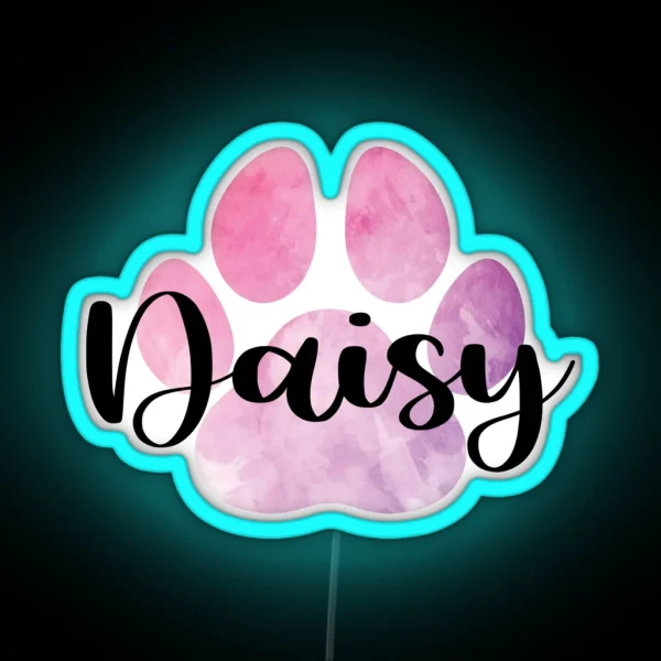 Daisy Pink Pet Name Paw Print RGB Neon Sign