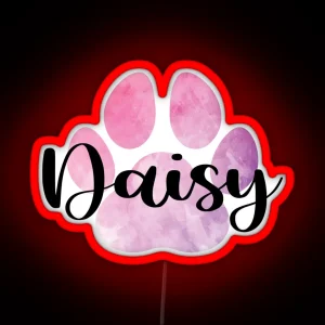 Daisy Pink Pet Name Paw Print RGB Neon Sign