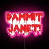 Neon Horror Sign with Dripping Blood Effect in RGB Lighting