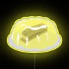 Vibrant retro-style sign featuring the iconic stapler in jelly dessert