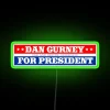 Dan Gurney for President neon logo design with colorful RGB accents